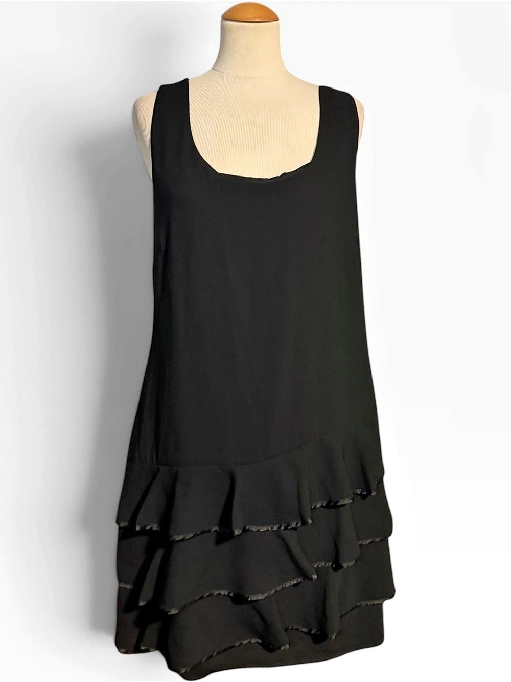 Julie Brown NYC Tiered Ruffle Mini Dress Black Size 12